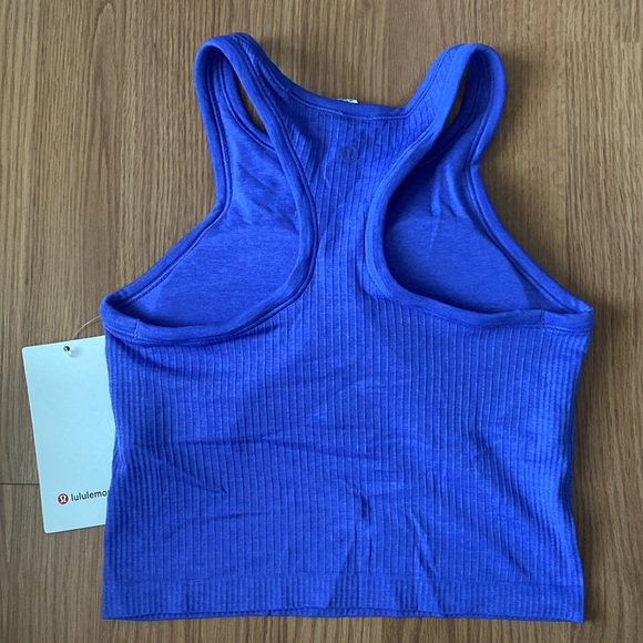 ❤️ Lululemon Ebb to Street Racerback Crop Tank Charged Indigo Size 6 NWT - Picture 2 of 6